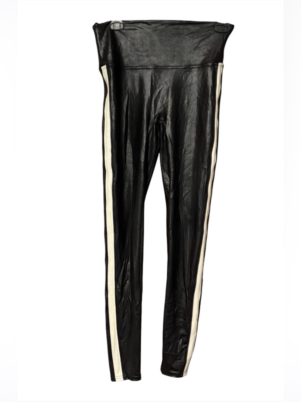 Like new! Spanx Faux Leather Side Stripe Leggings in black SZ M